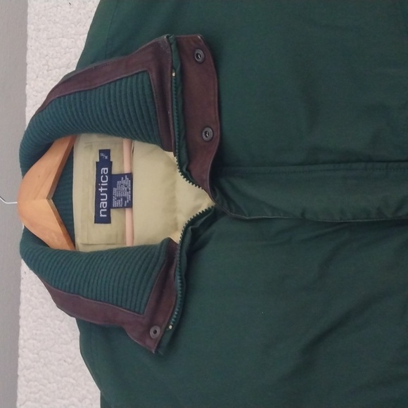 Vintage Nautica Green XL Down Filled Aviator/Bomber Coat - Picture 3 of 15